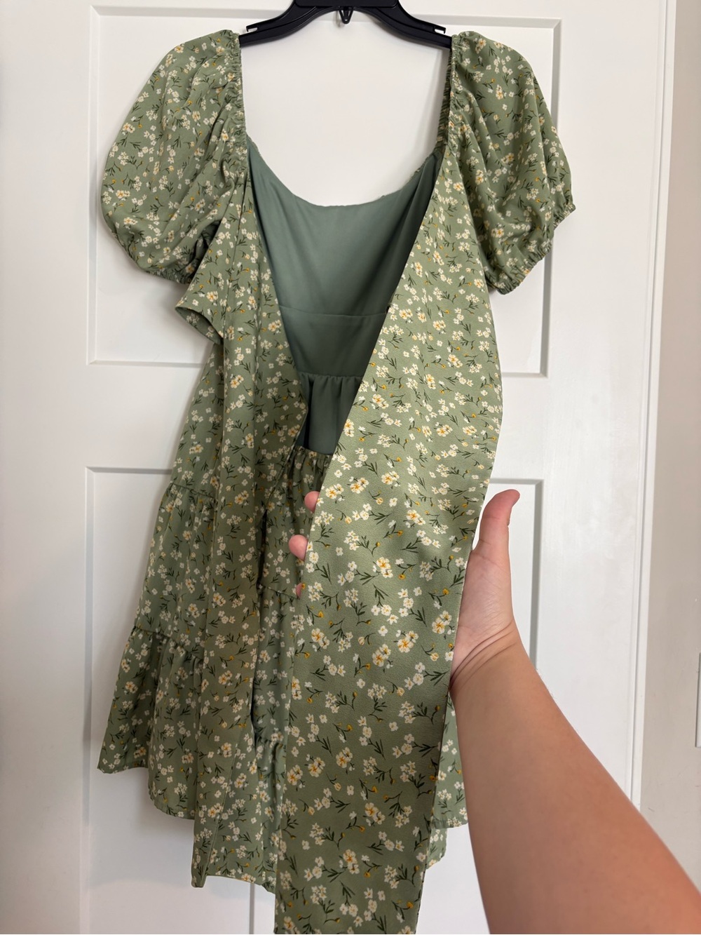 Altar’d State Sage Green Floral Tiered Midi Dress - Picture 4 of 7